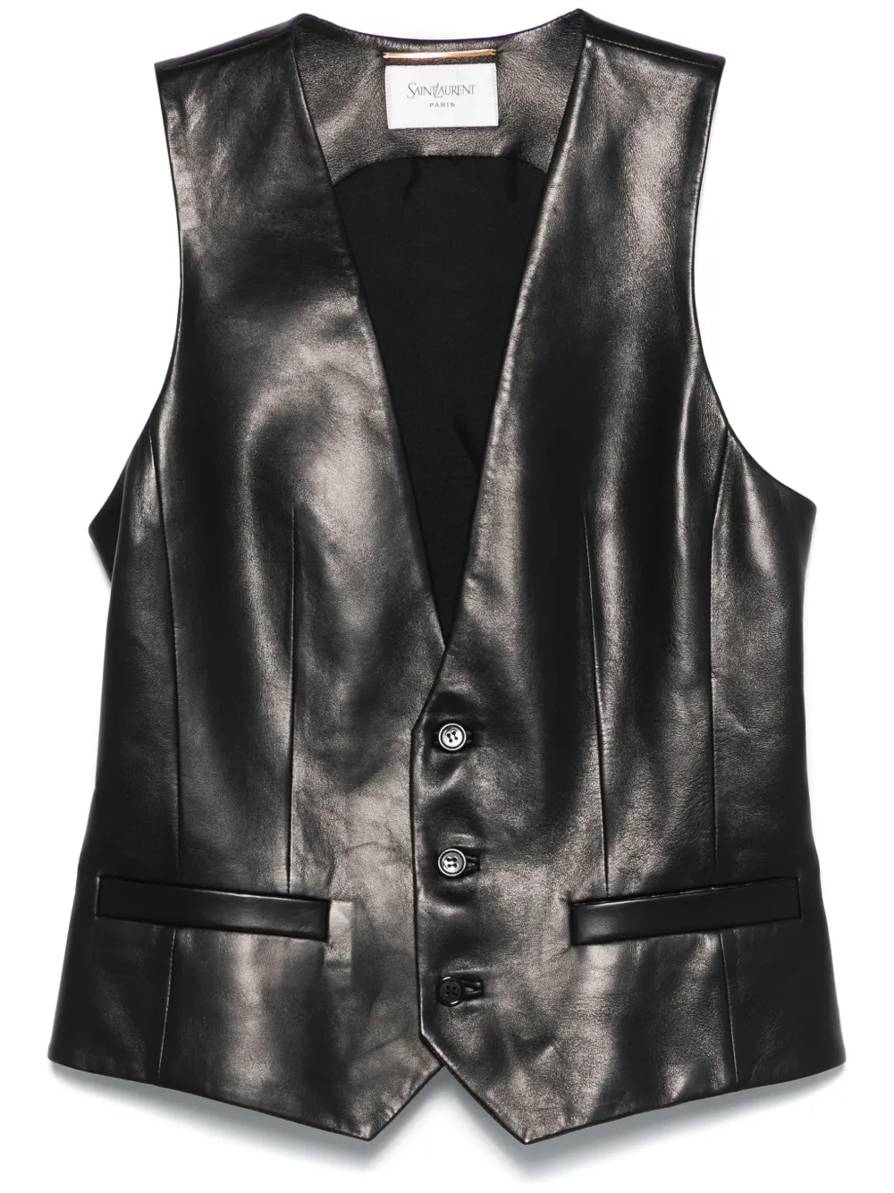 Saint Laurent Leren gilet Zwart