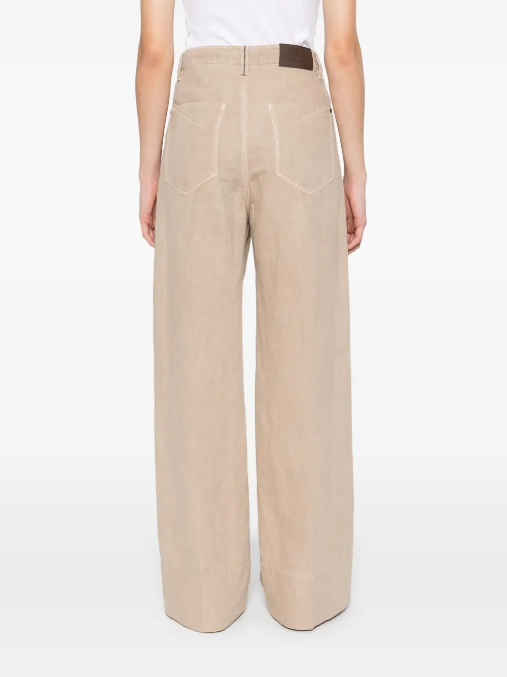 Brunello Cucinelli Broek met wijde pijpen Beige