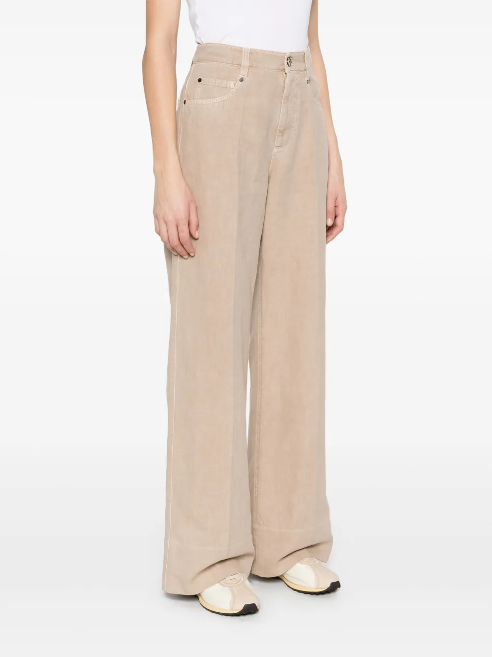 Brunello Cucinelli Broek met wijde pijpen Beige