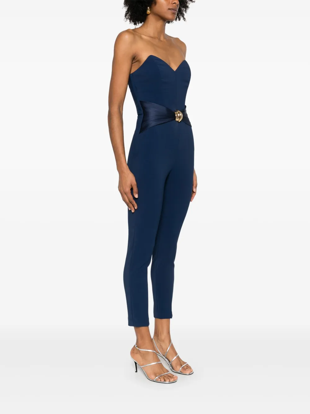 Elisabetta Franchi Crêpe jumpsuit met strikdetail - Blauw