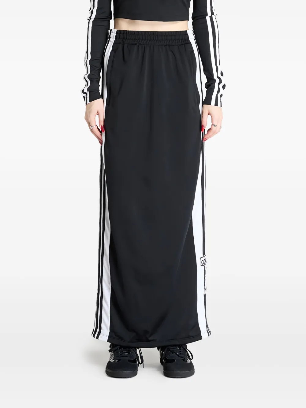 adidas Adibreak Adicolor side-stripe maxi skirt | Black | Image 1