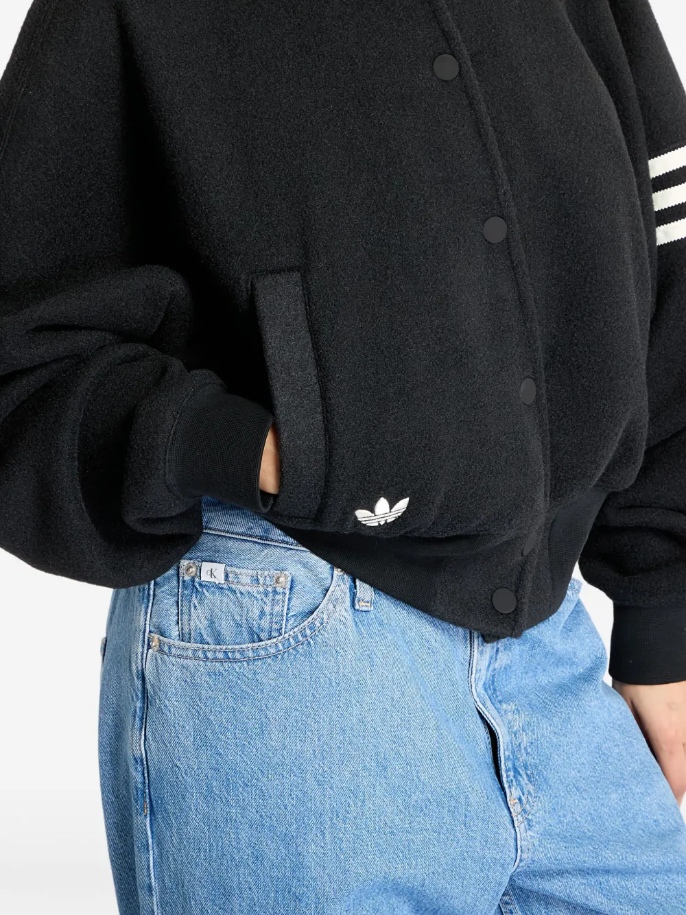 adidas Bomberjack met gestreept detail Zwart