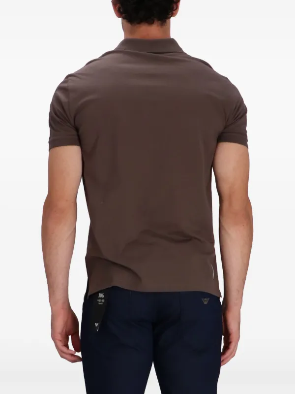 Emporio Armani logo-patch Polo Shirt | Brown | FARFETCH