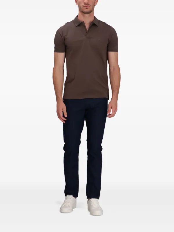 Emporio Armani logo-patch Polo Shirt | Brown | FARFETCH