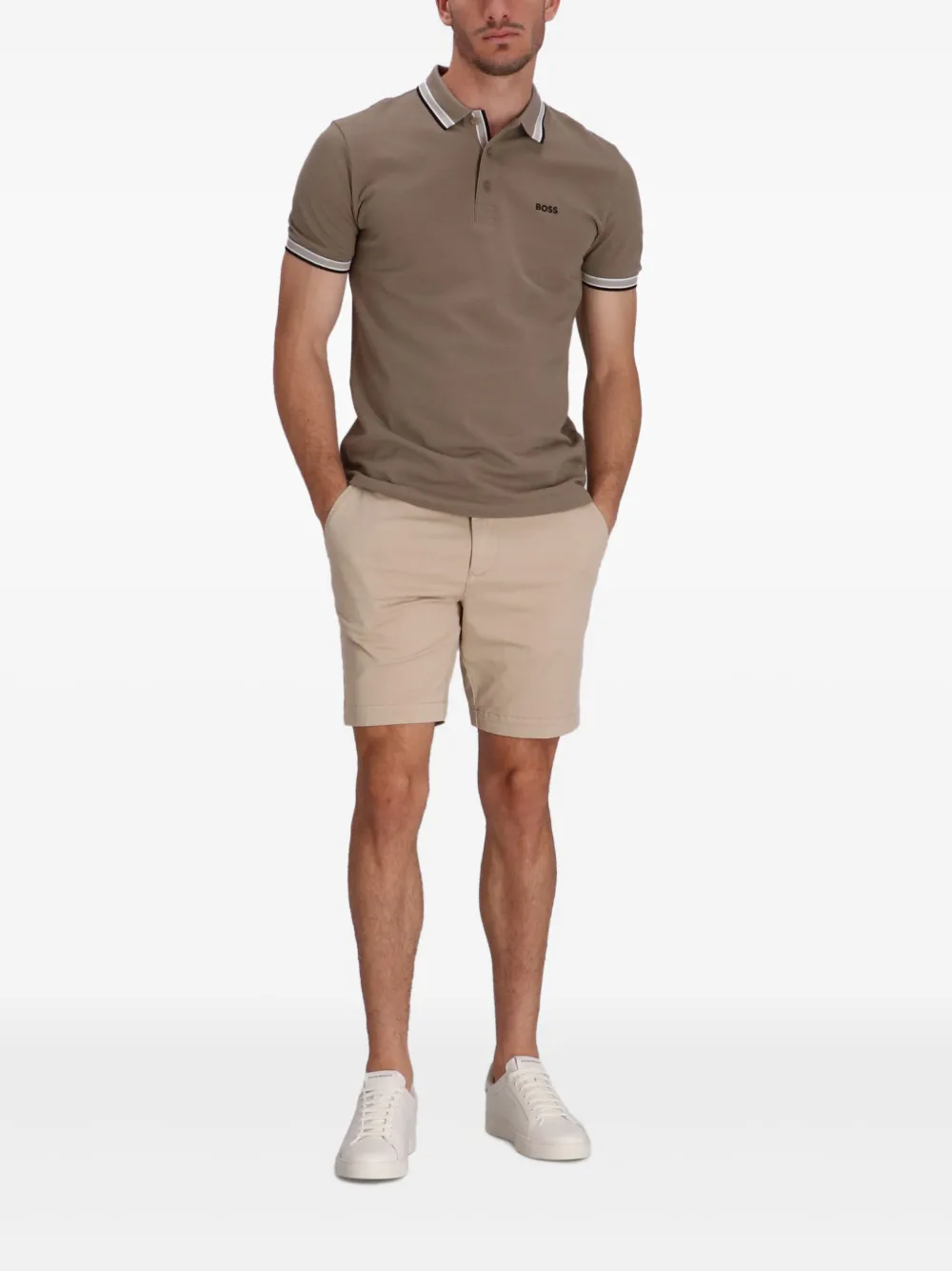 BOSS cotton gabardine shorts - Bruin