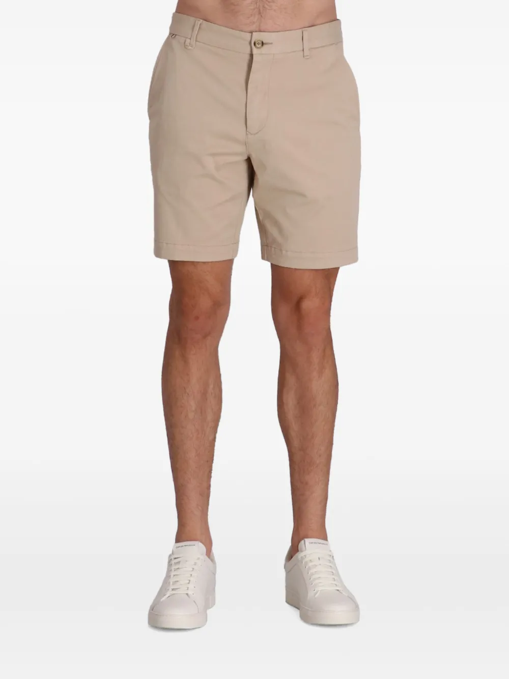 BOSS Katoenen gabardine shorts Bruin