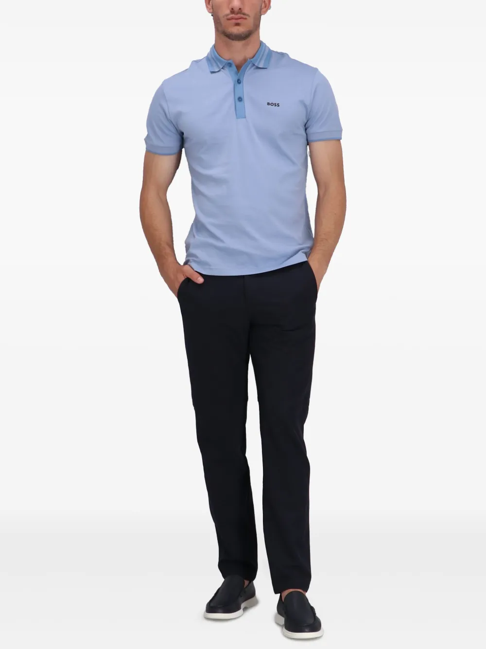 BOSS Katoenen poloshirt - Blauw