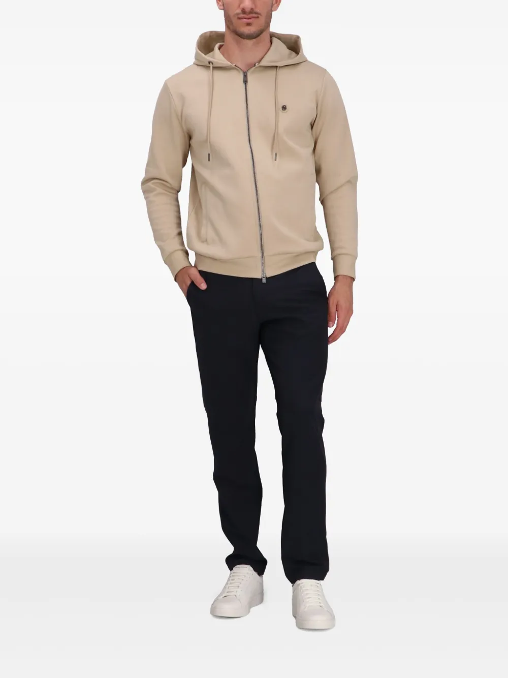 BOSS Hoodie met rits - Beige