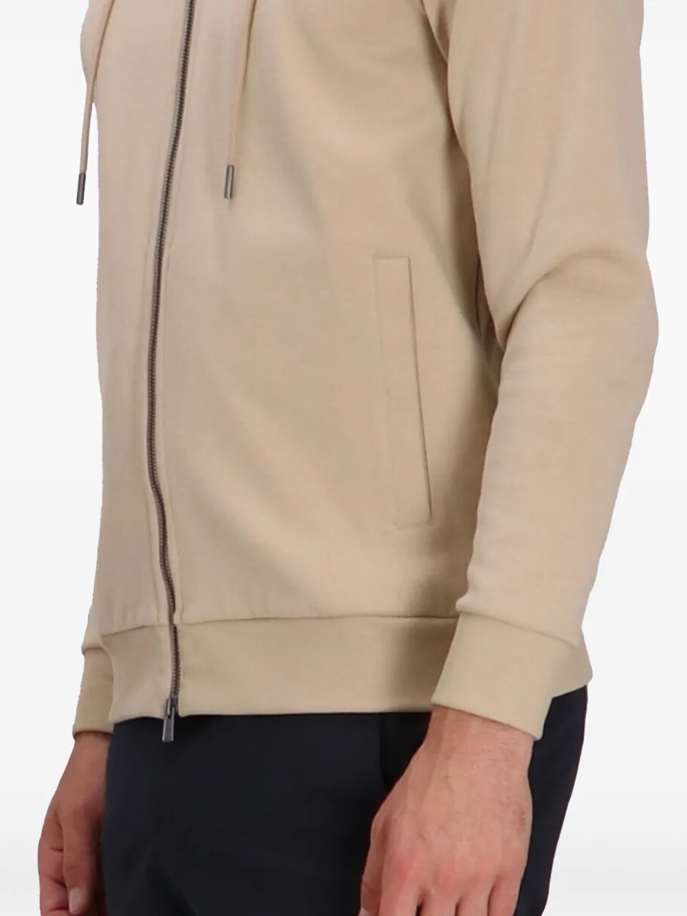 BOSS Hoodie met rits Beige