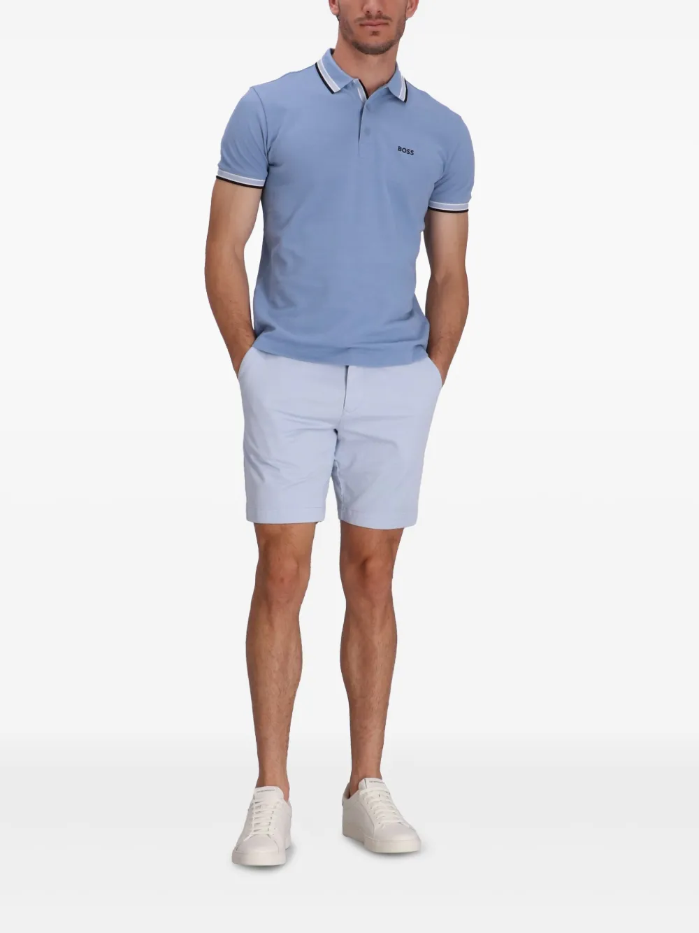 BOSS Katoenen poloshirt - Blauw