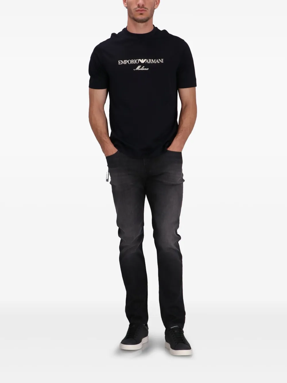 Emporio Armani T-shirt met logoprint - Zwart