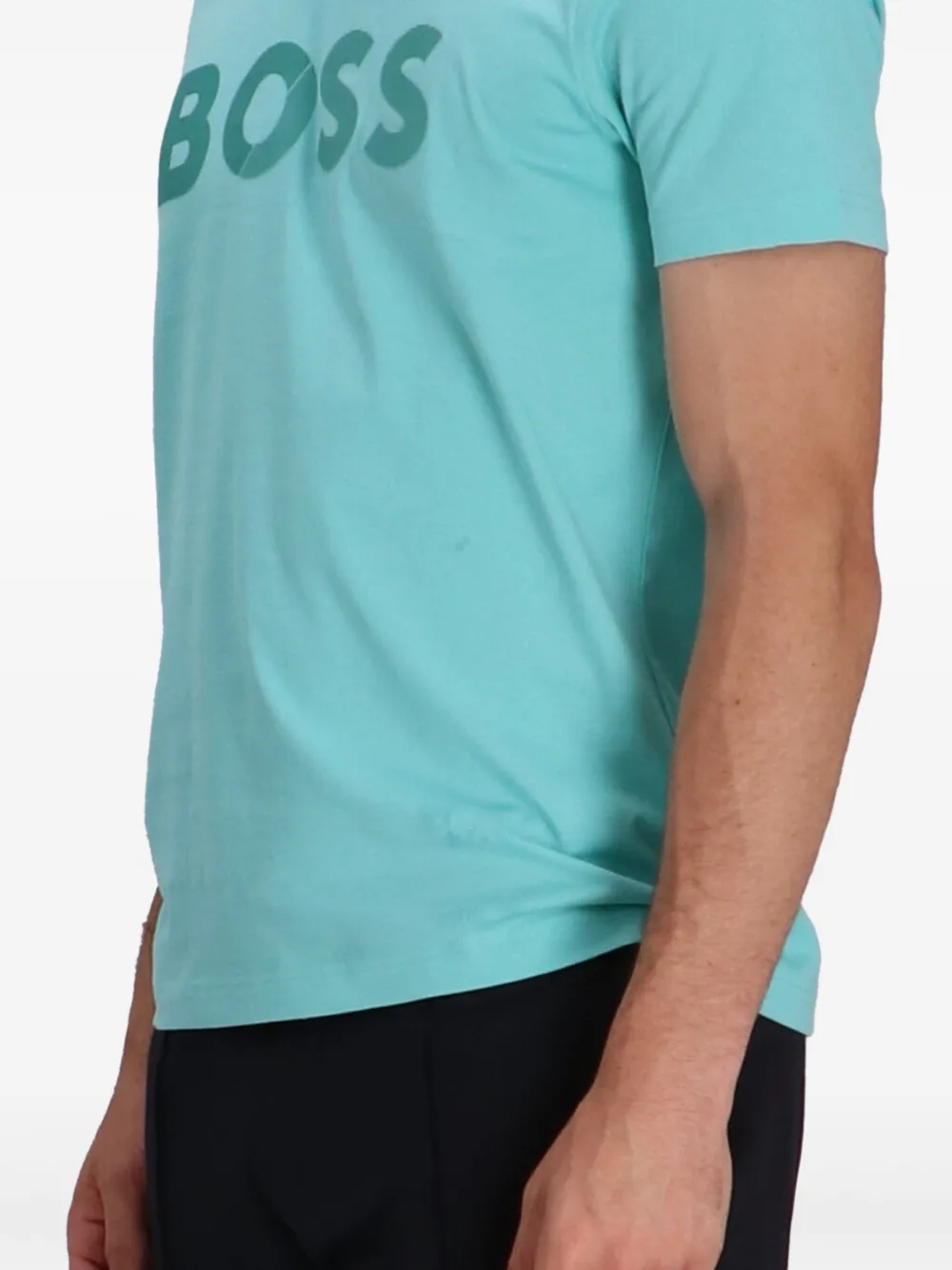 BOSS Katoenen T-shirt met logo-applicatie Blauw