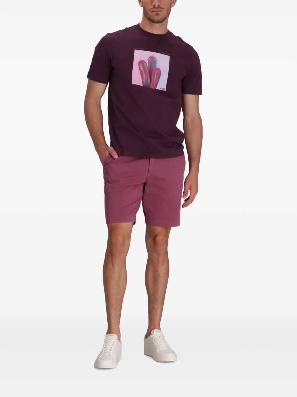 BOSS slim-fit twill shorts - Roze