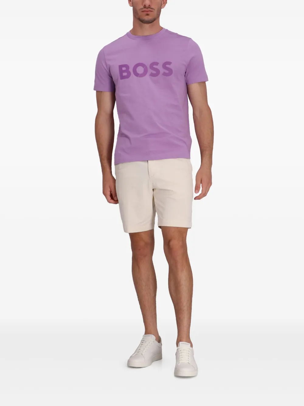 BOSS Tee Tape Logo T-shirt - Roze