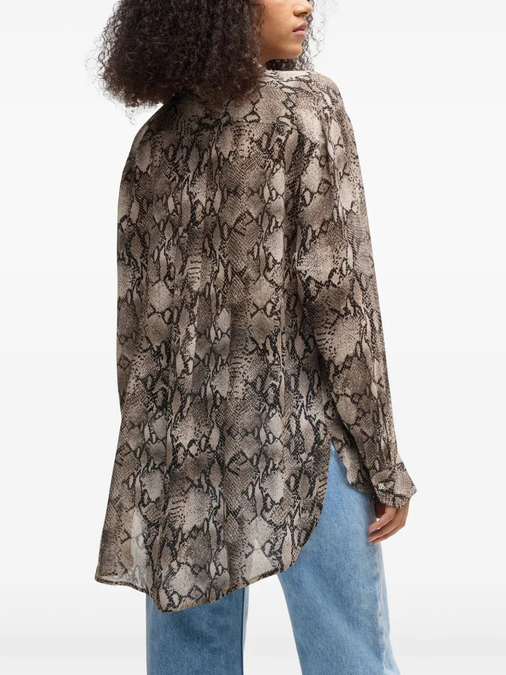 HUGO Blouse met slangenprint Bruin