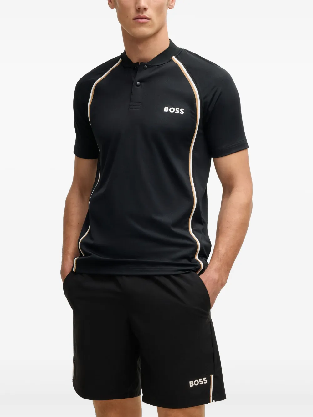 BOSS Poloshirt met logoprint Zwart