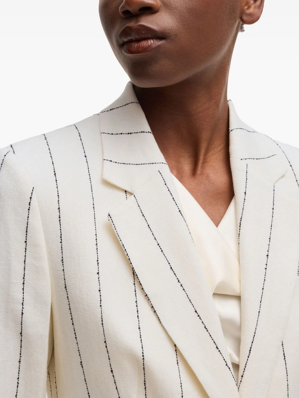 Shop Hugo Boss Striped Blazer In 白色