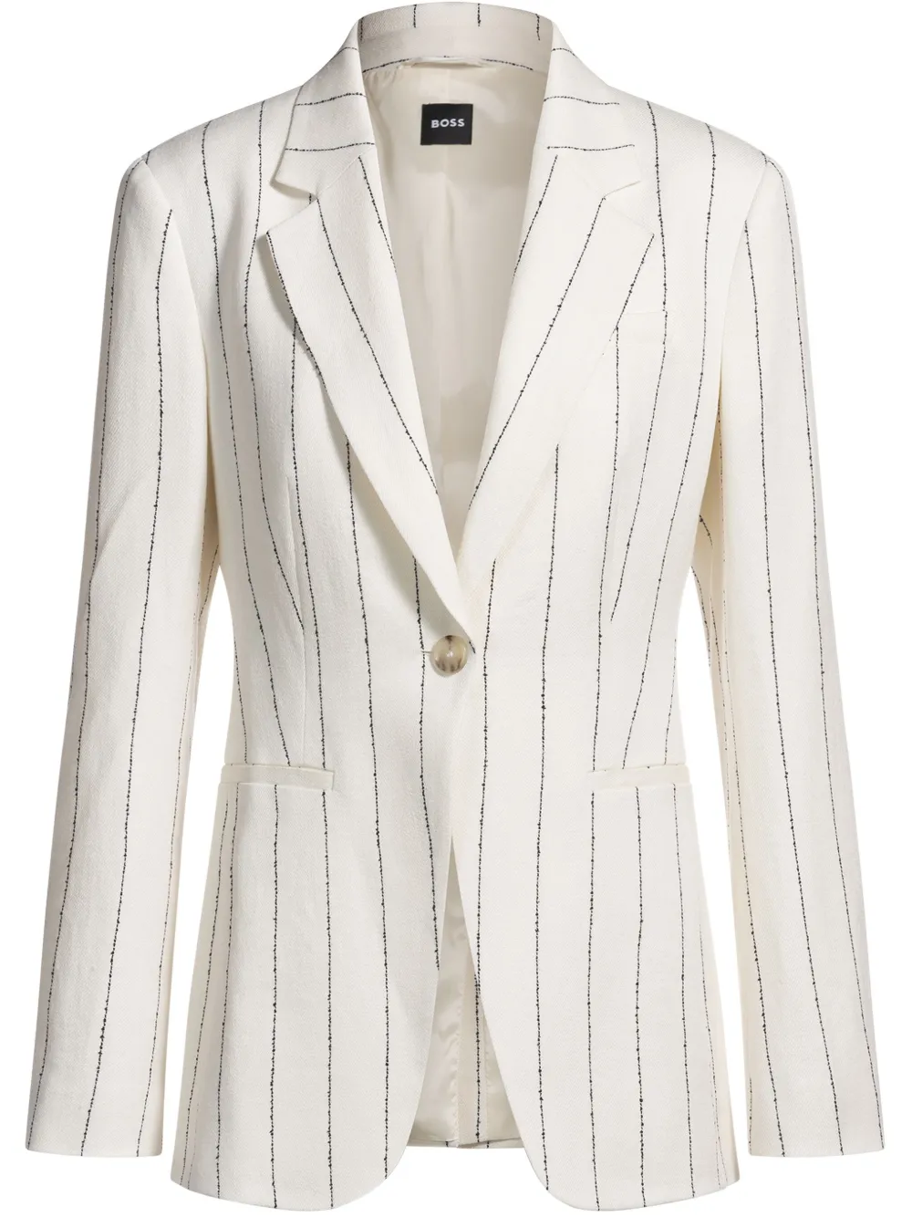 Shop Hugo Boss Striped Blazer In 白色