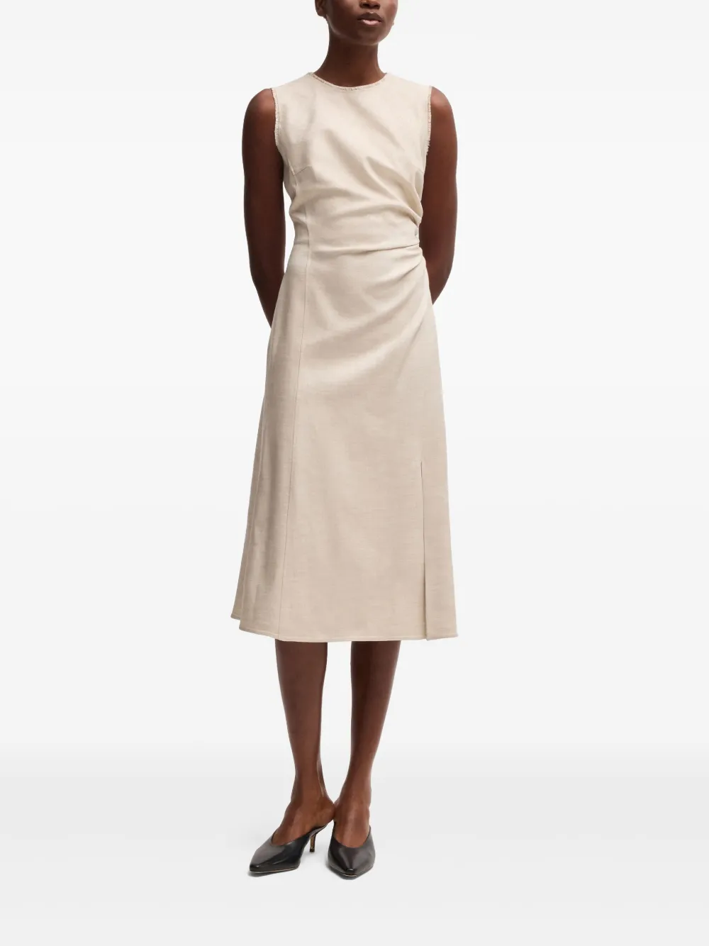 BOSS Mouwloze jurk Beige