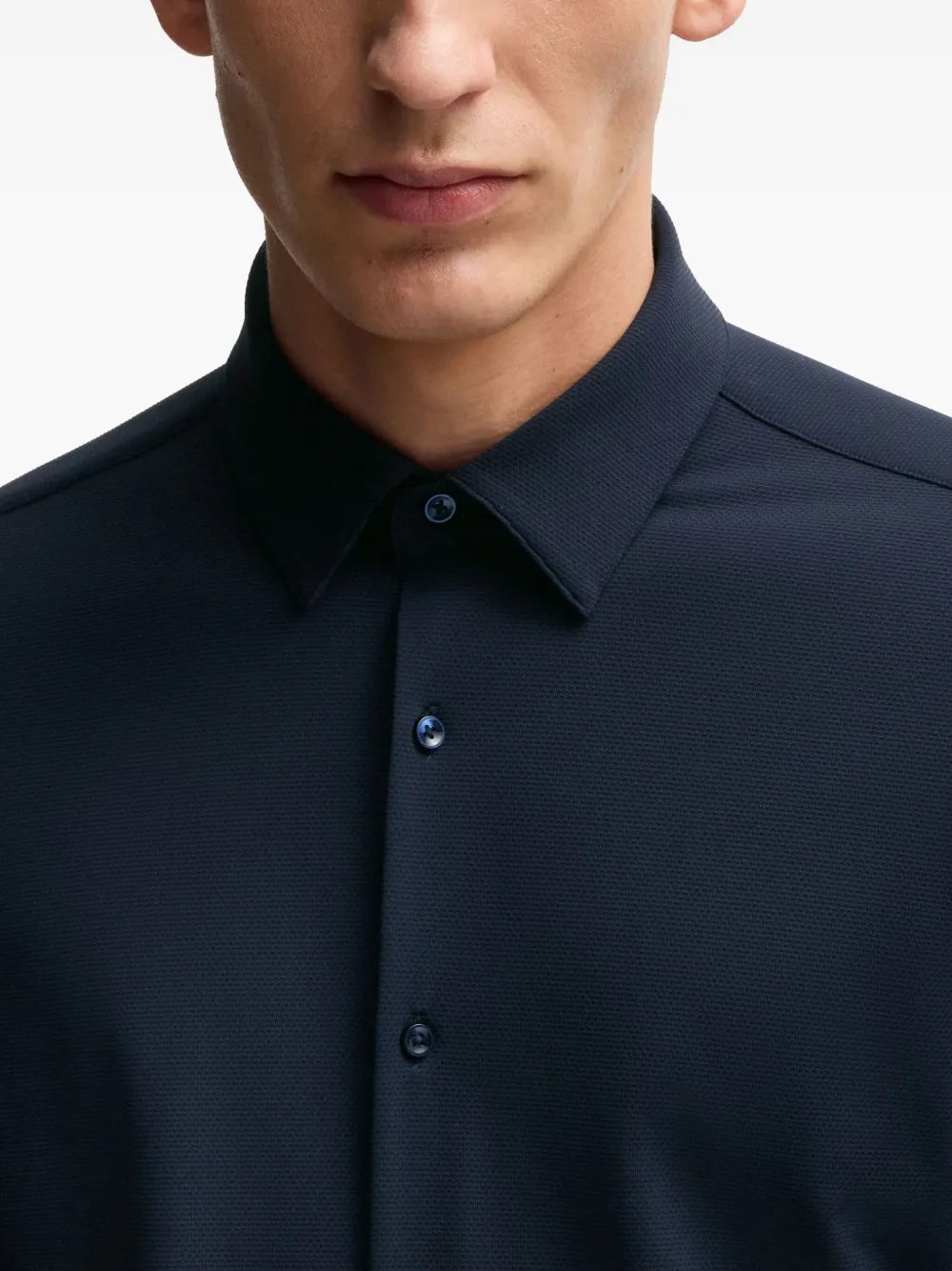 Hugo Boss Regular-fit Button-down Shirt In Linen In Blue