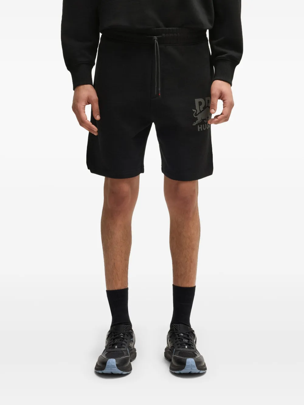 Shop Hugo Boss X Rb Logo-appliqué Shorts In Black