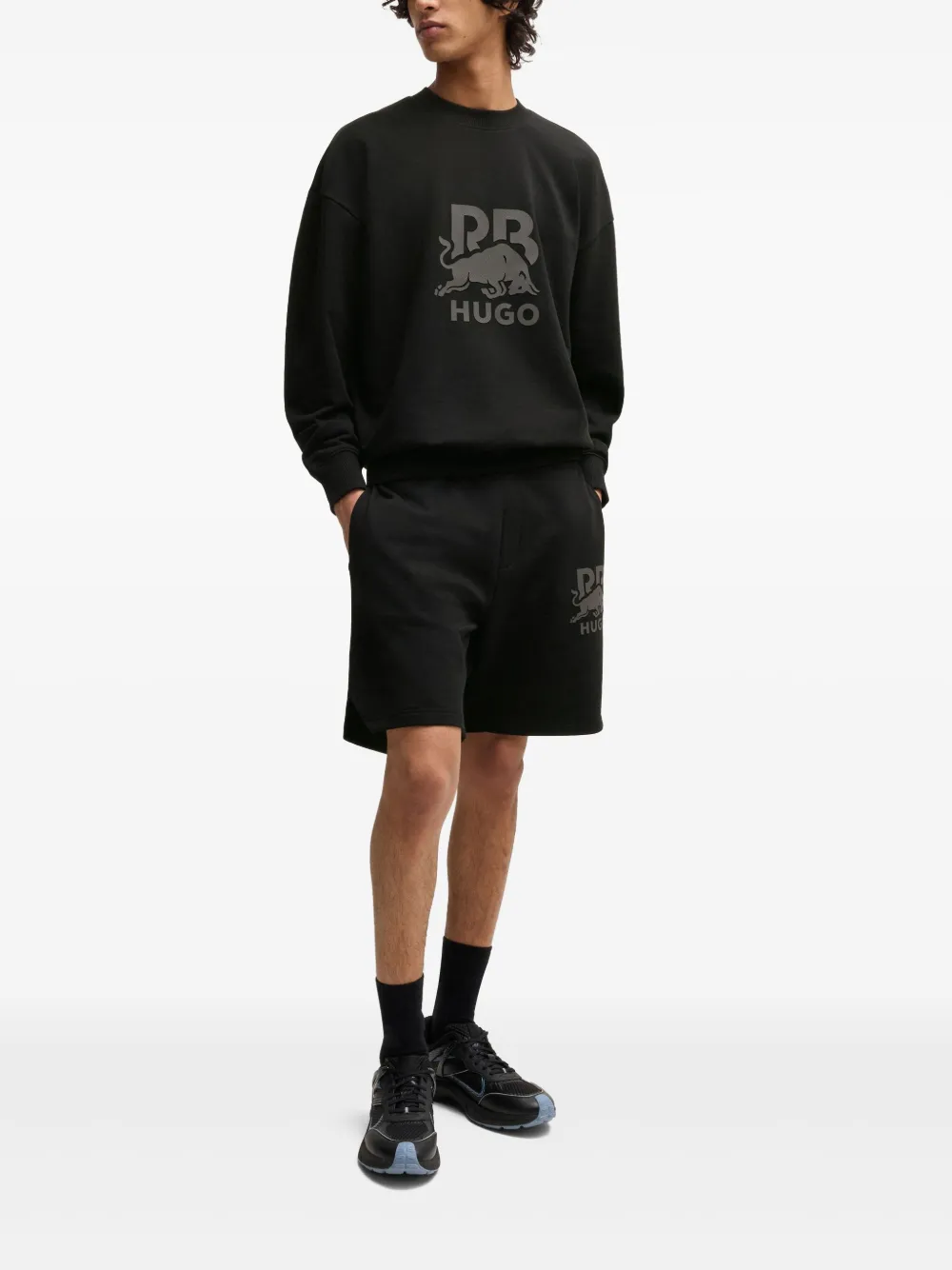 HUGO x RB shorts met logo-applicatie - Zwart