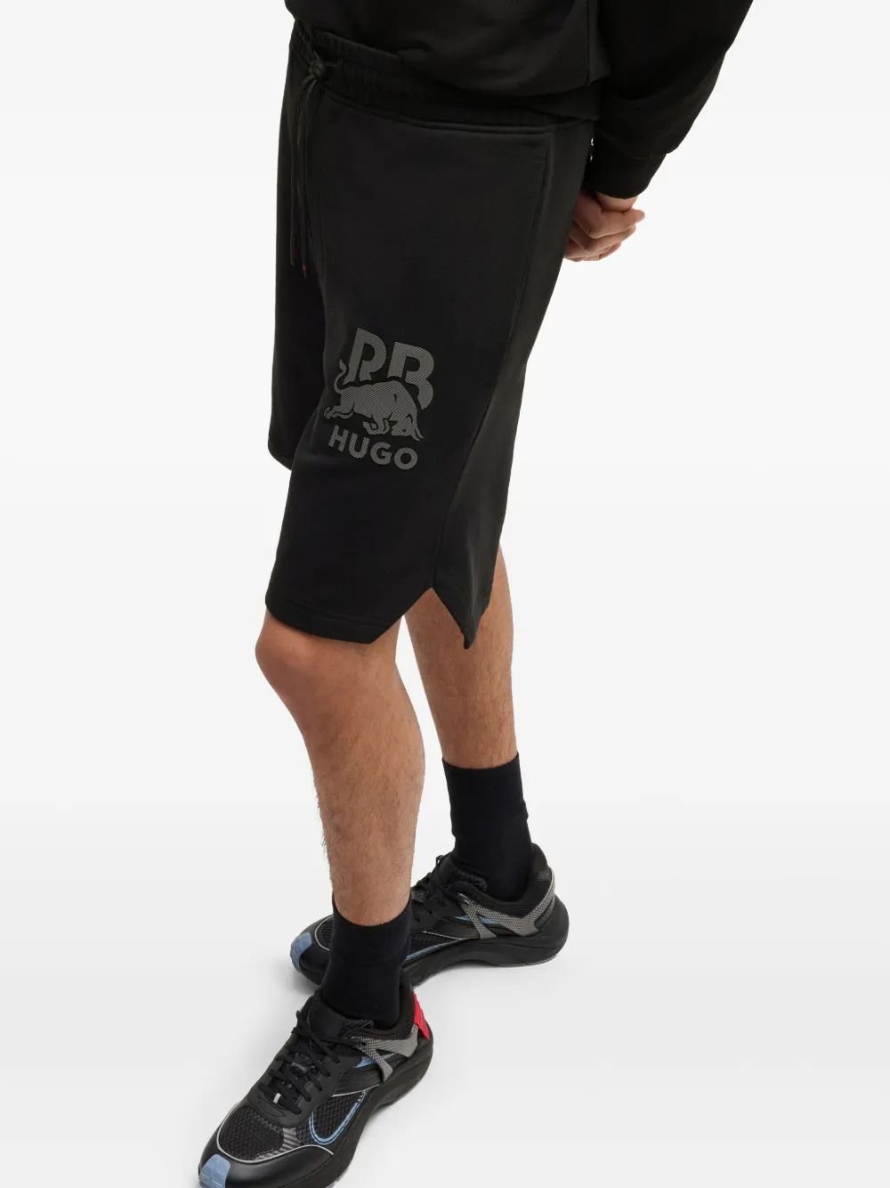 Shop Hugo Boss X Rb Logo-appliqué Shorts In Black