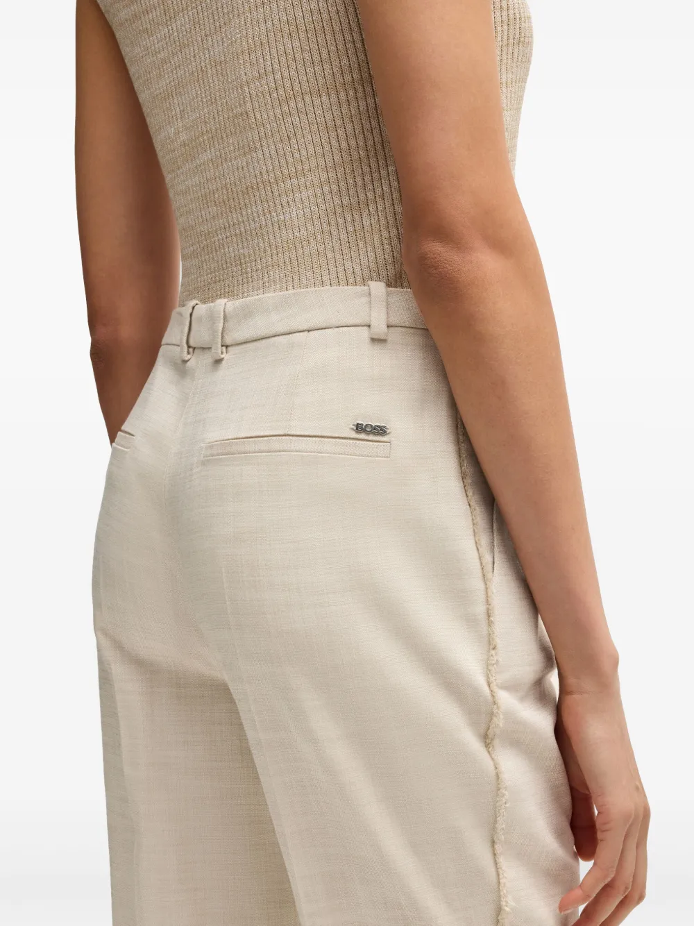 BOSS Straight broek Beige