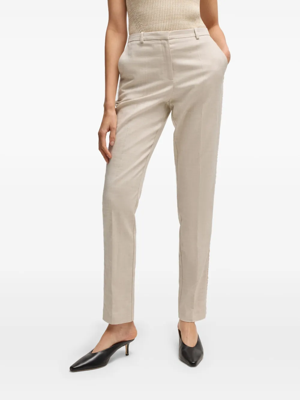 BOSS Straight broek Beige
