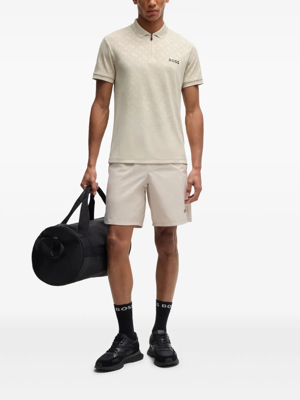 BOSS Poloshirt met monogram - Beige