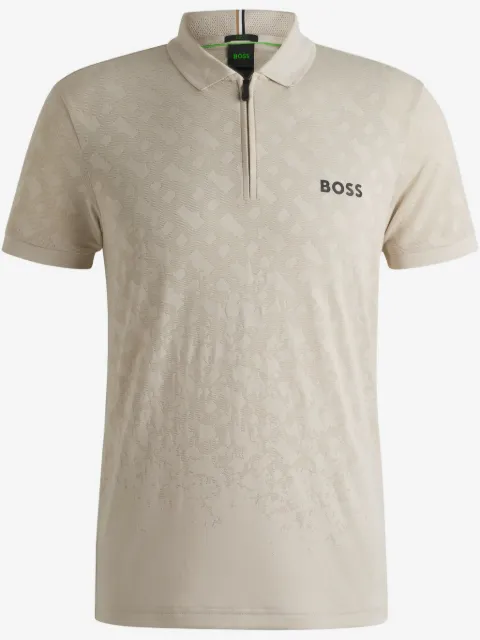 BOSS monogram-pattern polo shirt