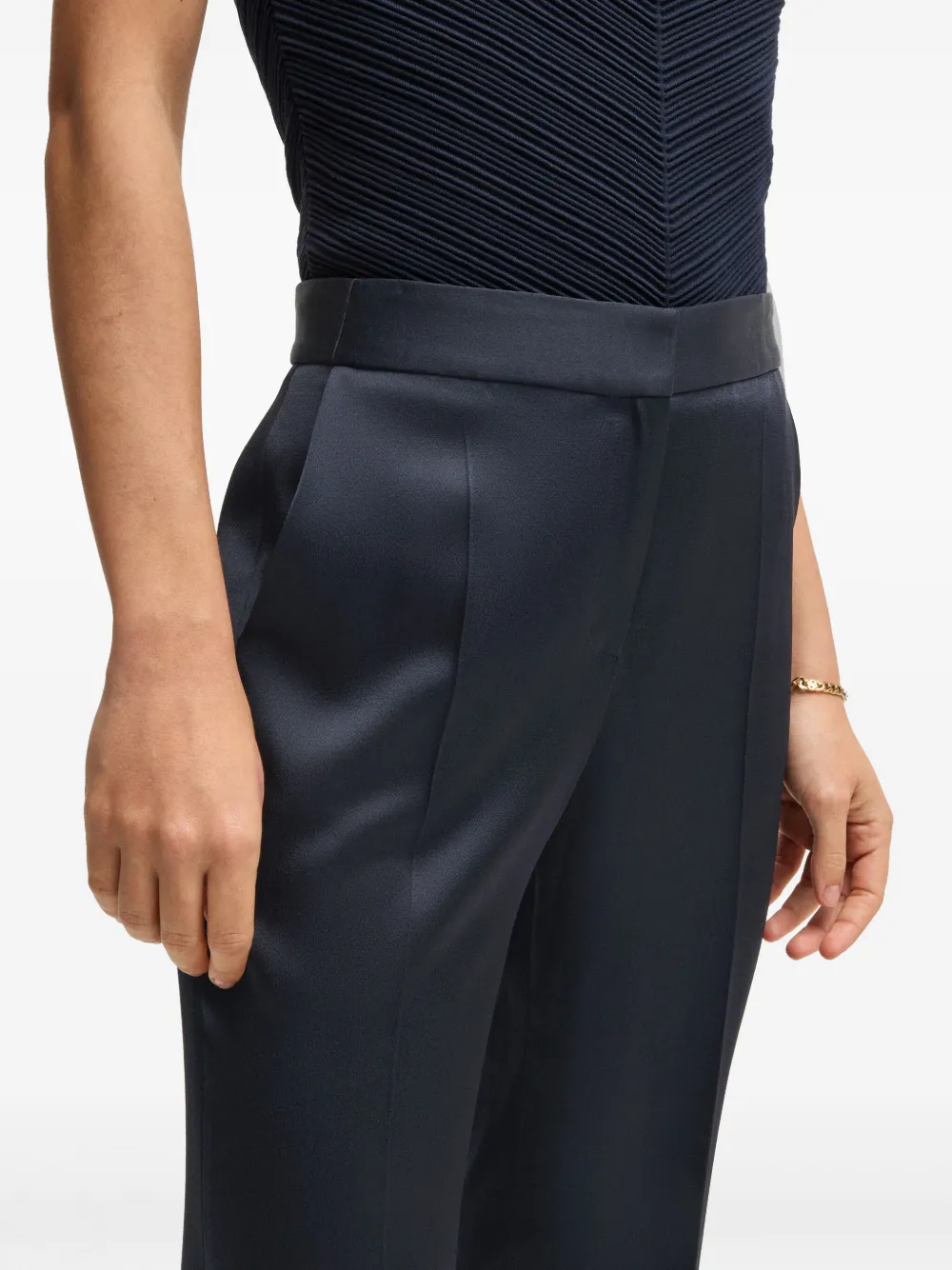 BOSS Satijnen broek Blauw