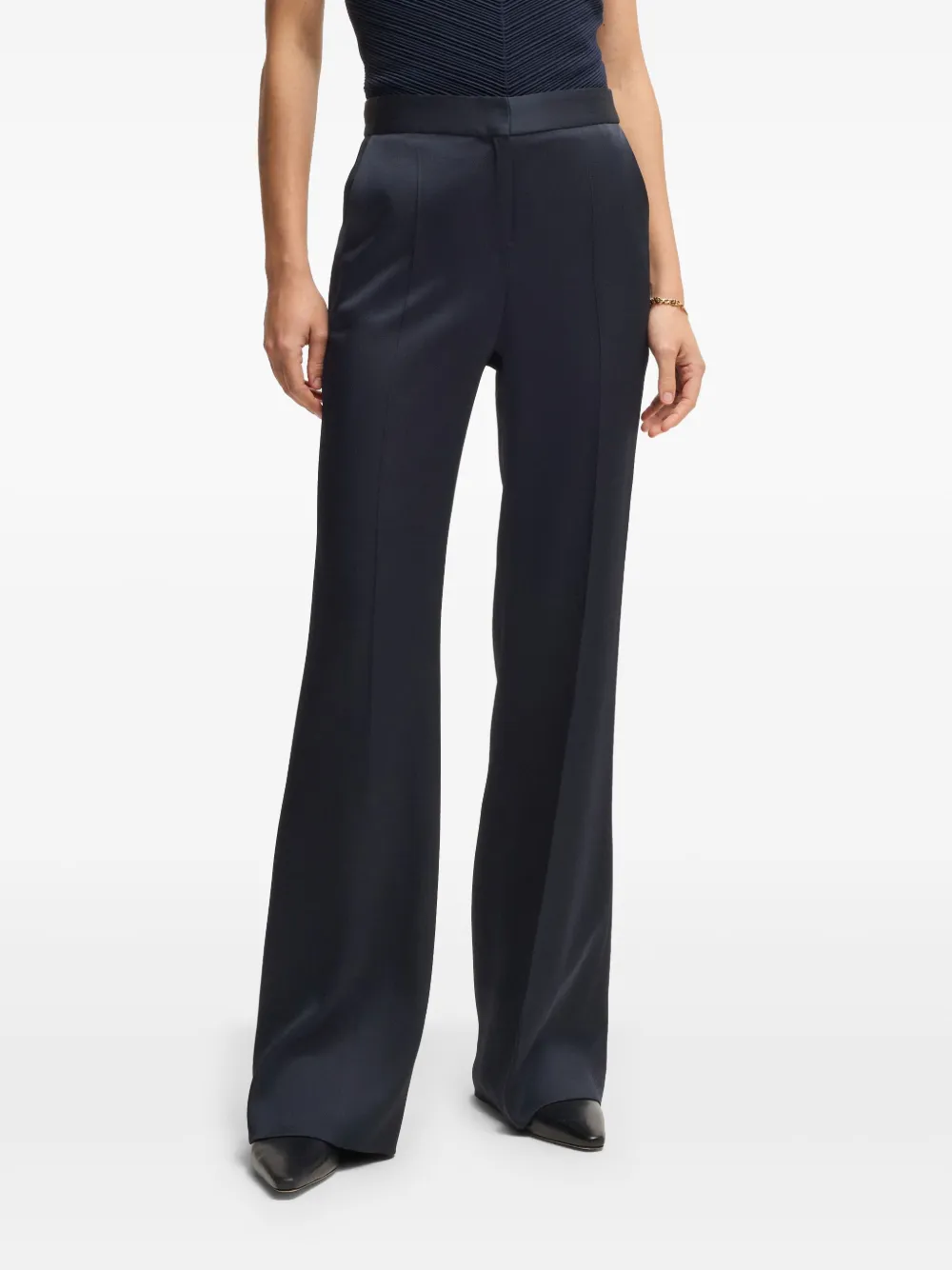 BOSS Satijnen broek Blauw