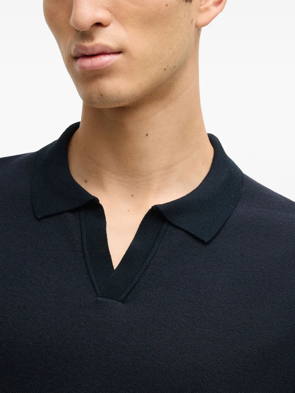 Shop Hugo Boss V-neck Polo Shirt In Blue