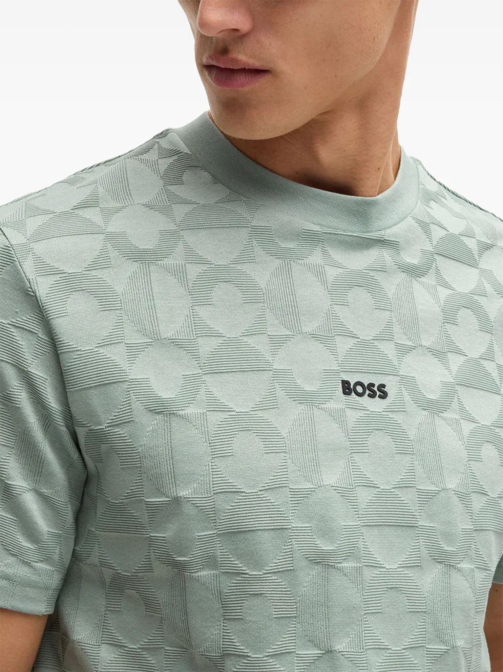 BOSS T-shirt met geometrisch jacquard Groen