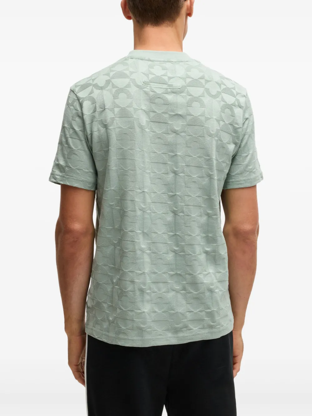 BOSS T-shirt met geometrisch jacquard Groen