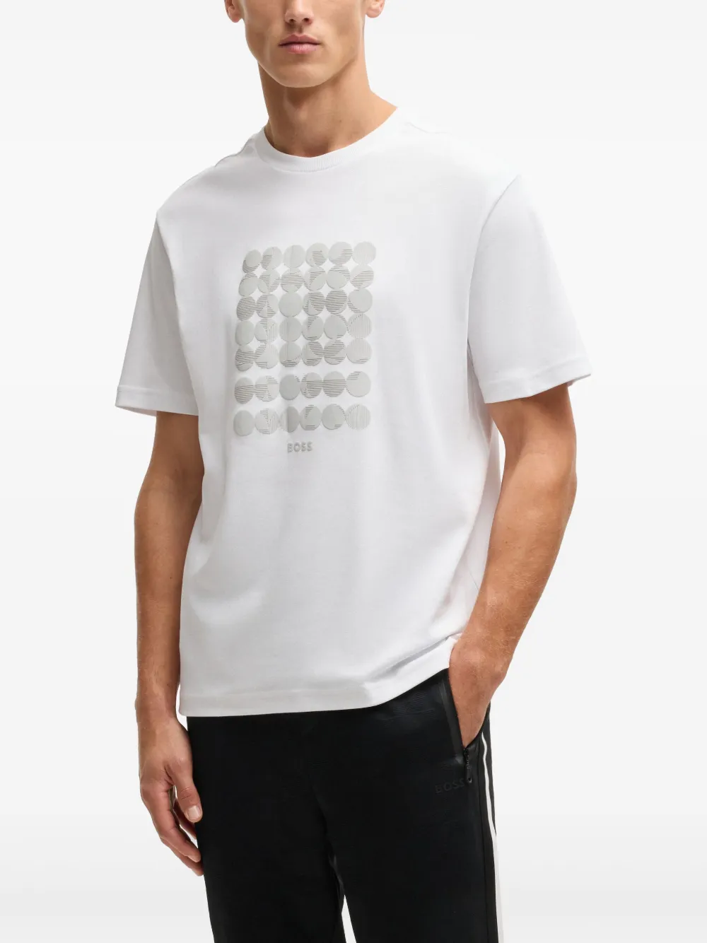 BOSS T-shirt met geometrische print Wit