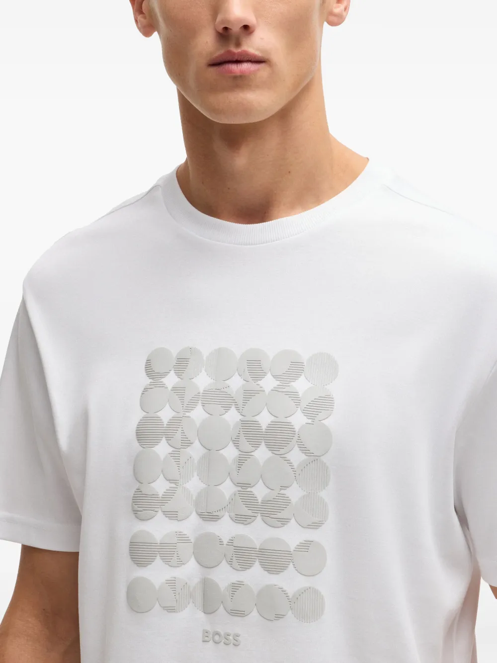 BOSS T-shirt met geometrische print Wit
