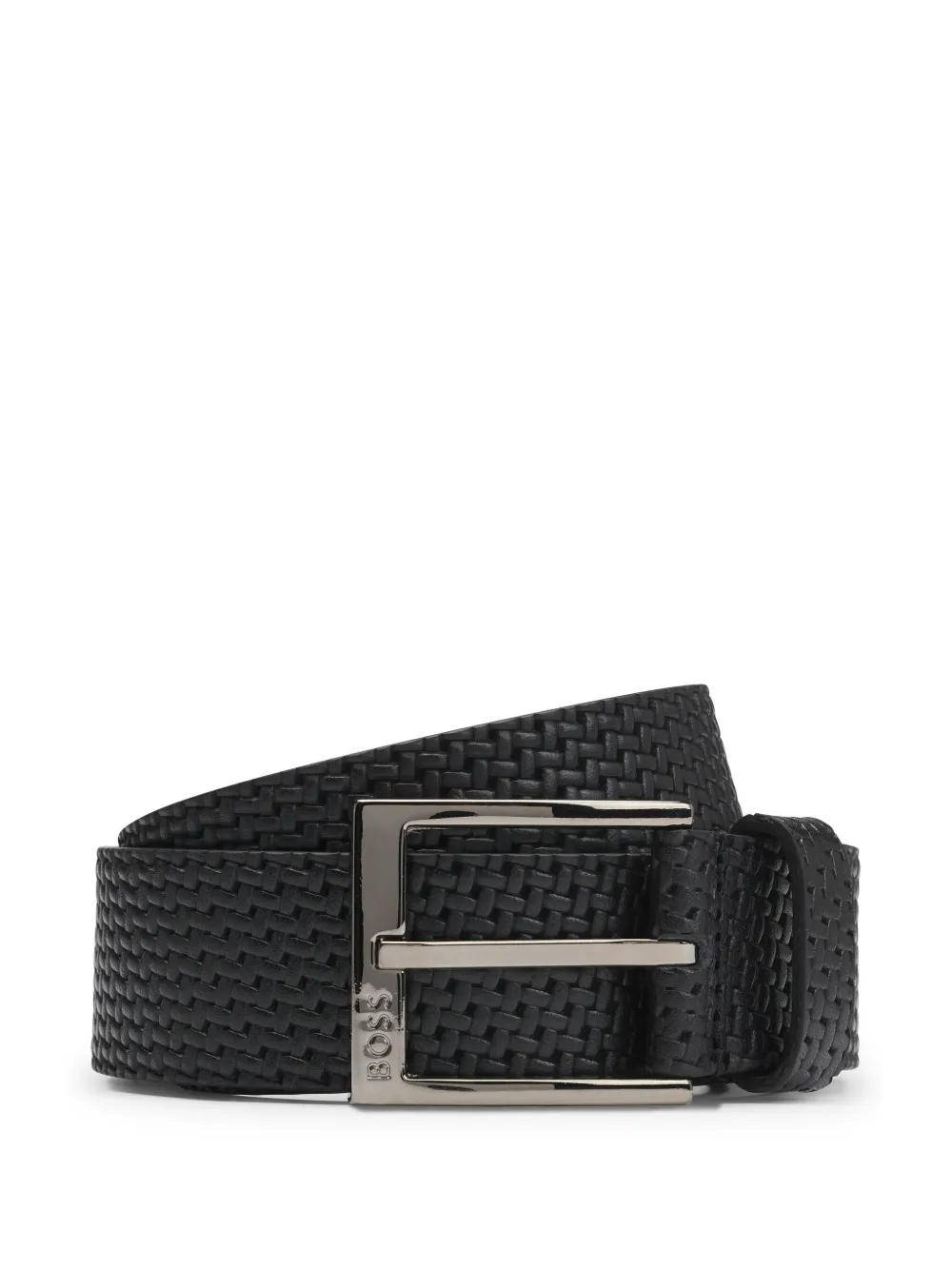 BOSS ceinture en cuir à design tressé | noir | Image 1