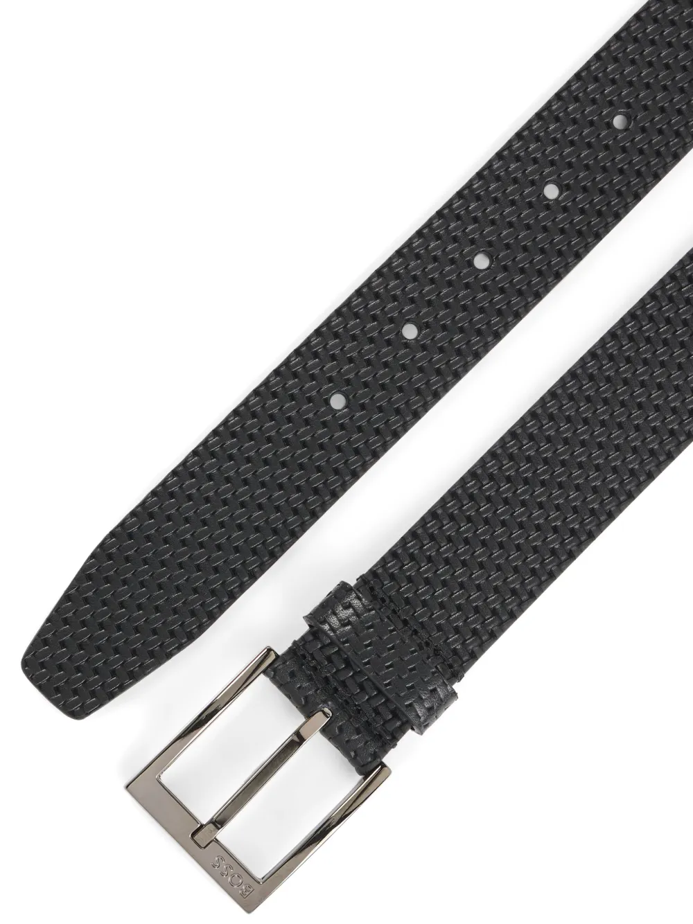 BOSS Geweven leren riem - Zwart