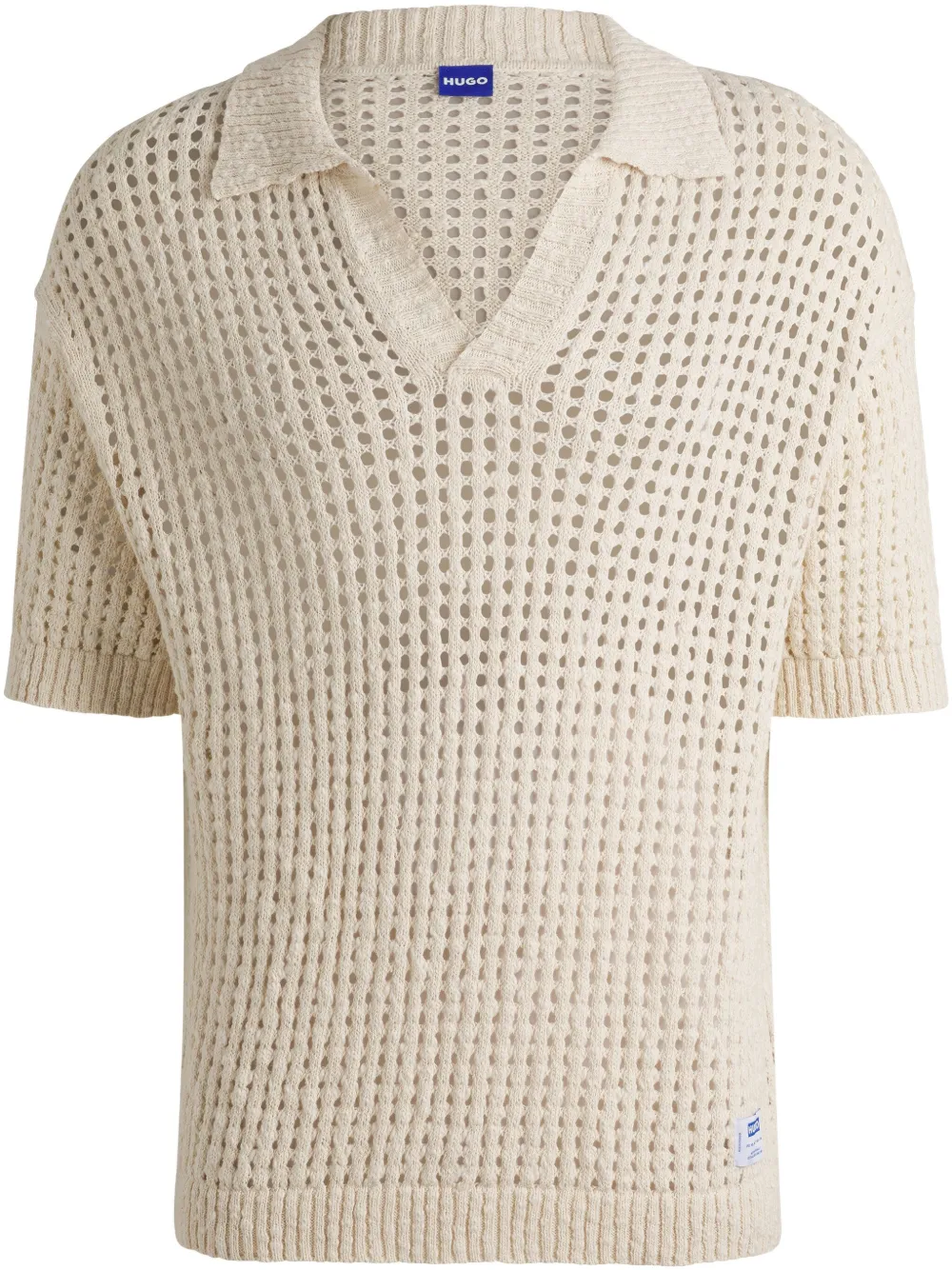 HUGO crochet polo shirt | Neutrals | Image 1