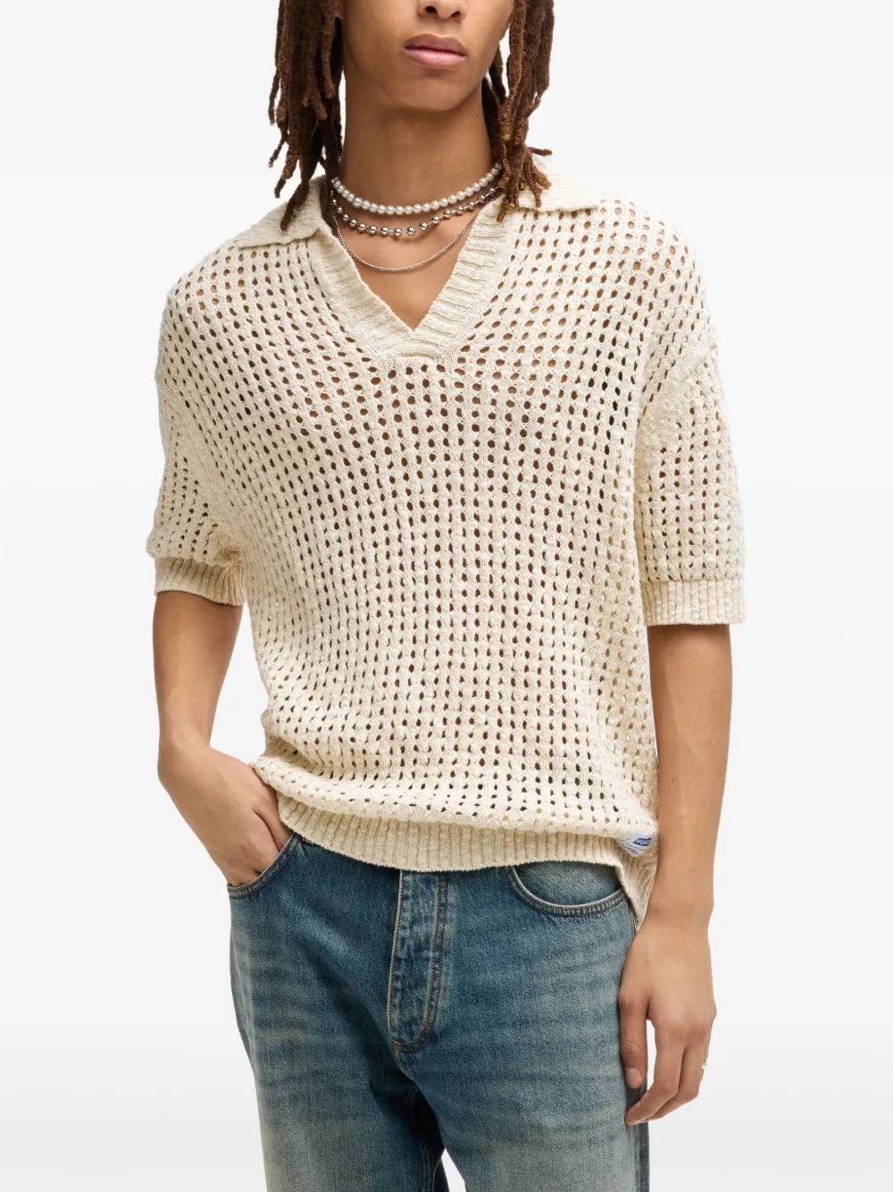 Shop Hugo Boss Crochet Polo Shirt