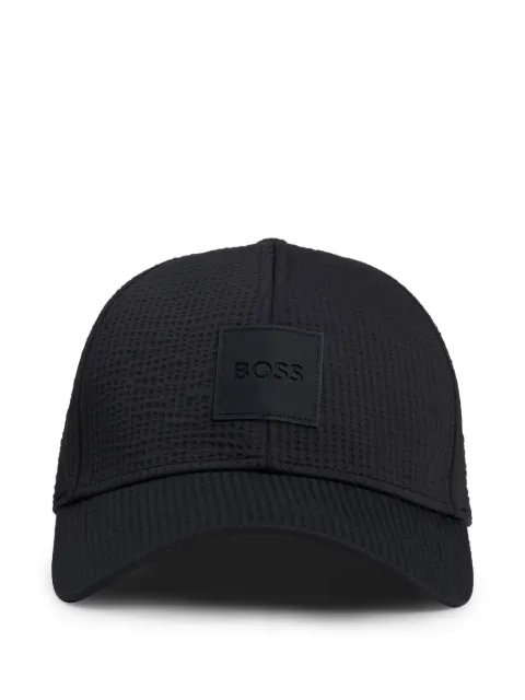 BOSS logo-appliqué seersucker cap