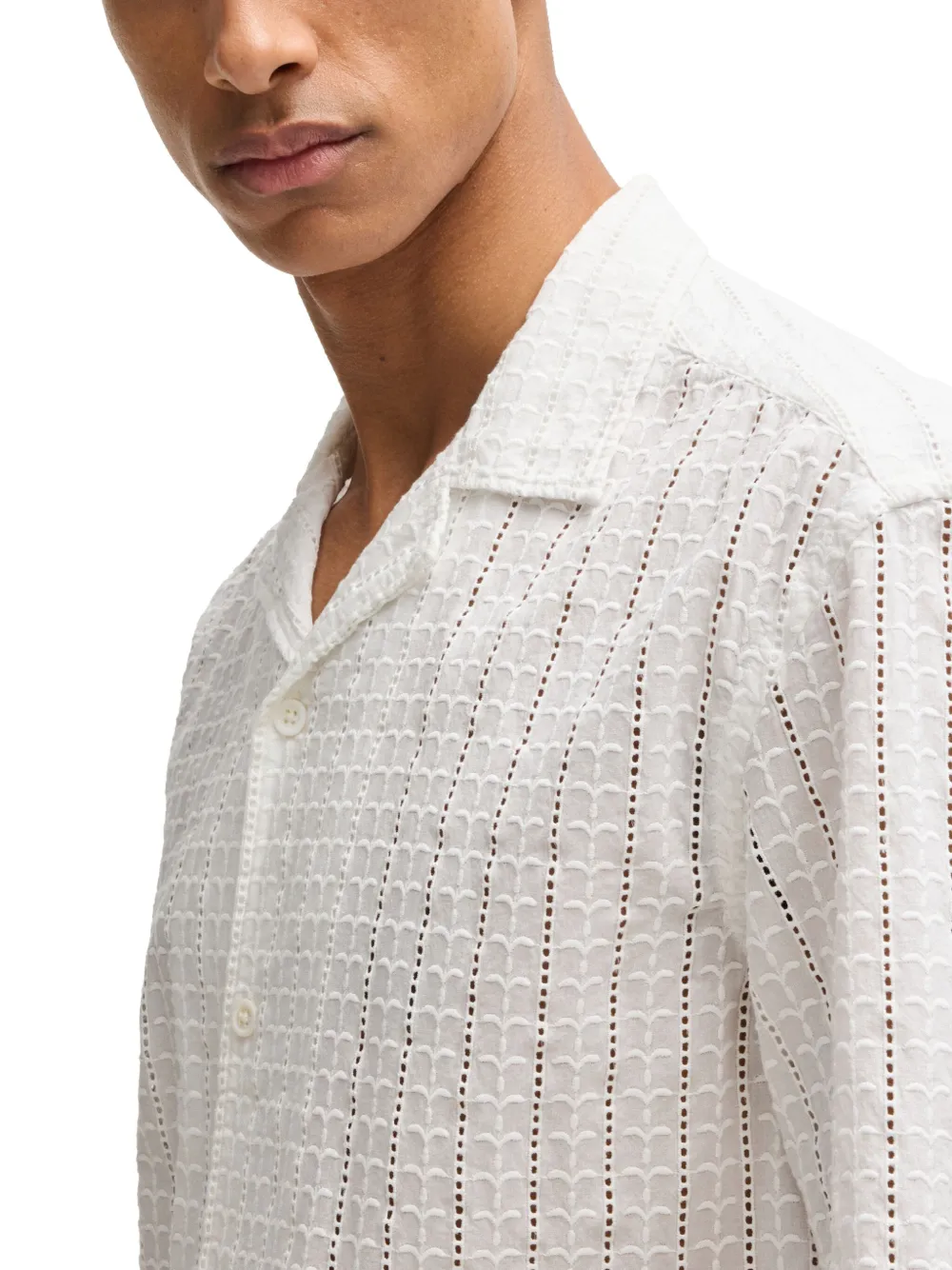 BOSS Overhemd met broderie anglaise Wit