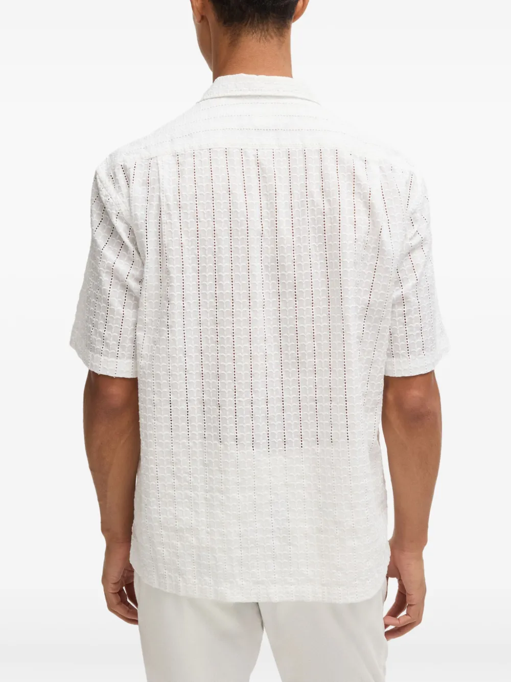BOSS Overhemd met broderie anglaise Wit