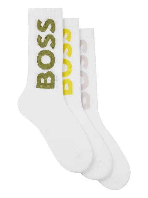BOSS set de  tres pares de calcetines con logo en intarsia