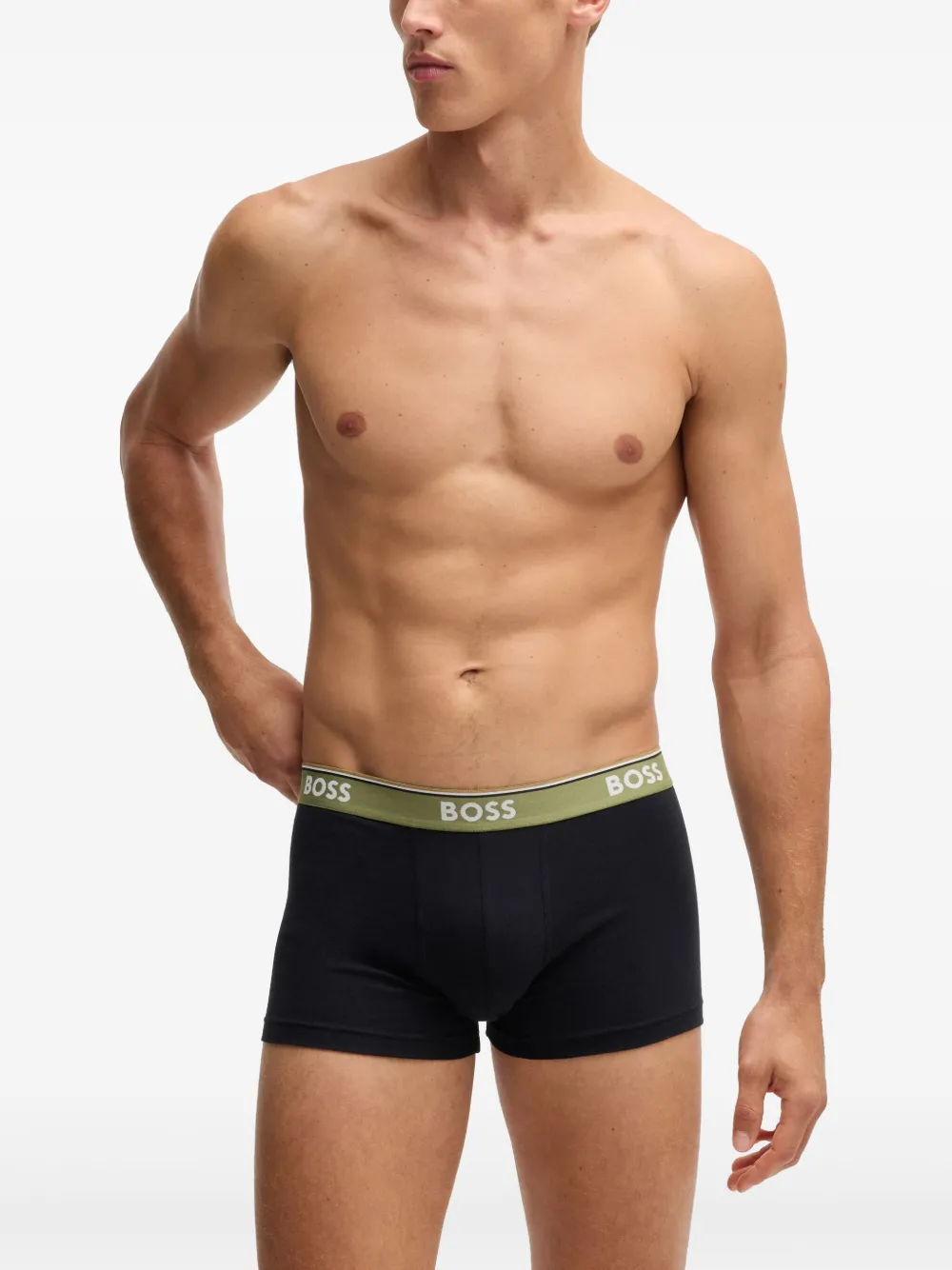 BOSS Drie boxershorts met logoprint Zwart