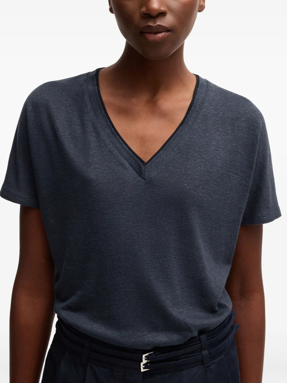 BOSS T-shirt met V-hals Blauw
