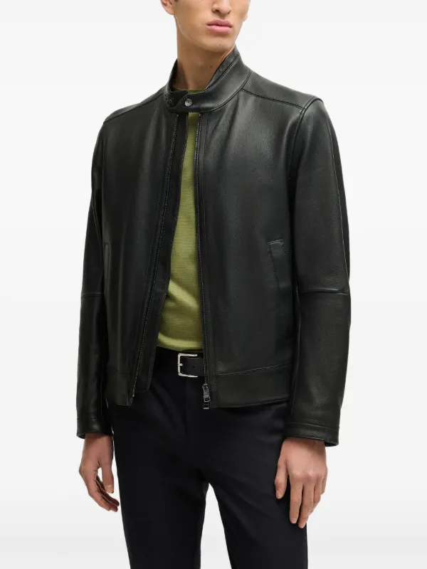 専用HUGO BOSS● ボス＜ジップアップ レザージャケット＞H3201m BOSS ジップアップ レザージャケット | ブラック | FARFETCH JP