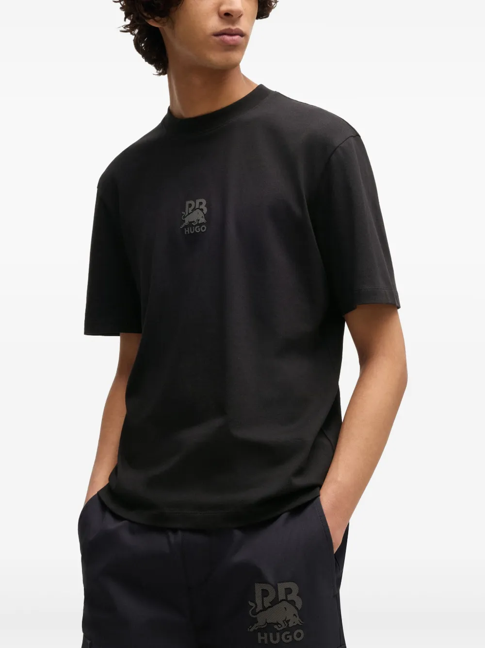 HUGO x RB T-shirt met logo-applicatie Zwart